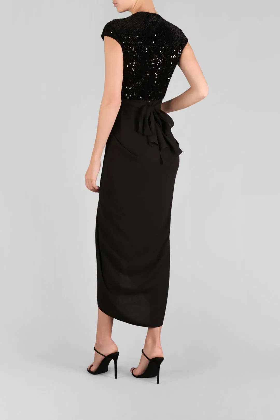 Carla Zampatti  Je T'aime Waterfall Dress Black Size 8 for rent on The Volte - main image