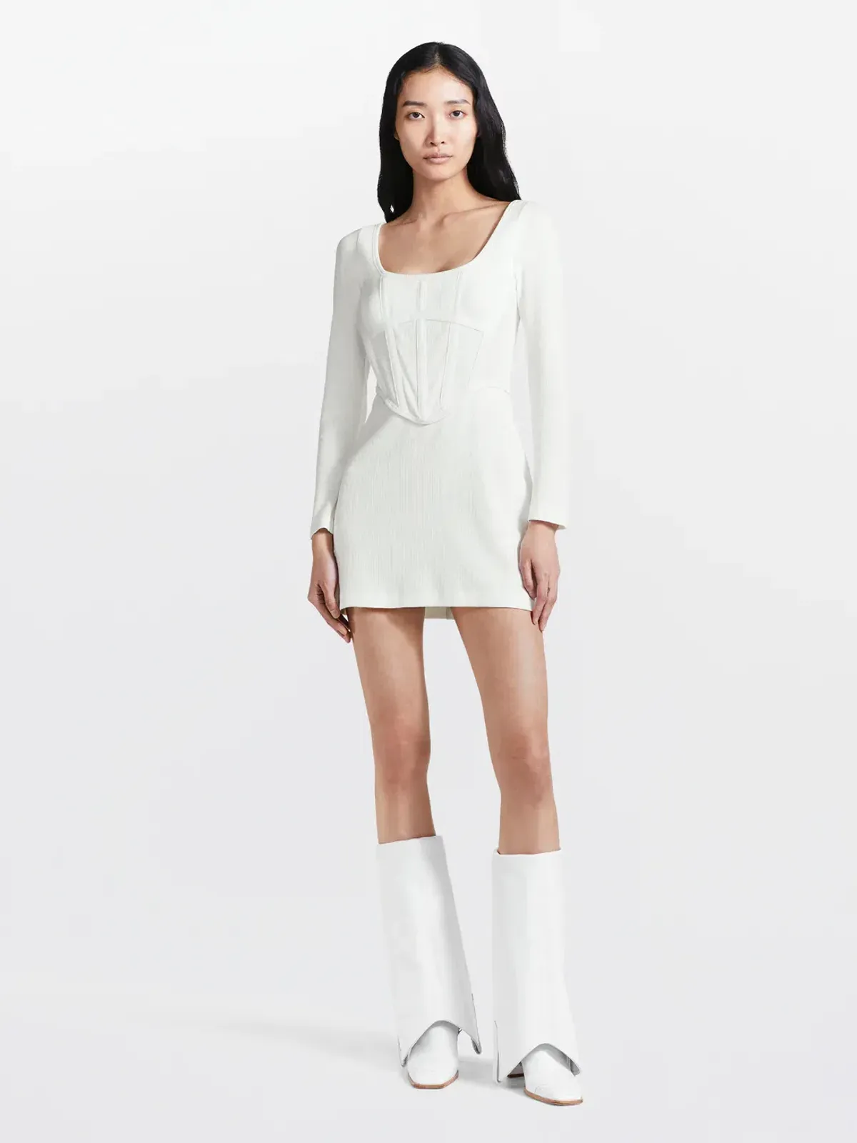 Dion Lee Rib Corset Mini Dress White Size 6 - Image 2