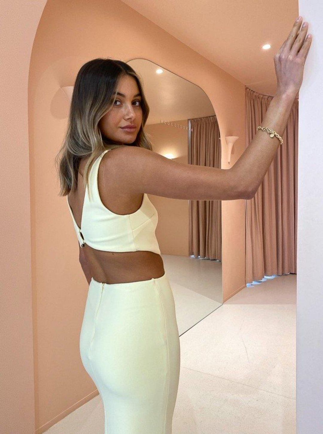 BEC & BRIDGE SCOUT CUT OUT MIDI DRESS - LEMONADE - SIZE 8 for rent on The Volte - main image