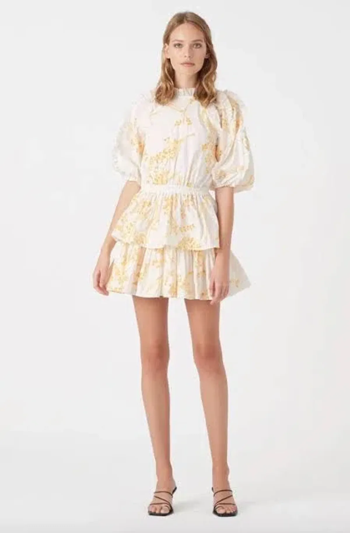 Aje Mimosa Broderie Frill Mini Dress Wattle Size 4 - Image 1