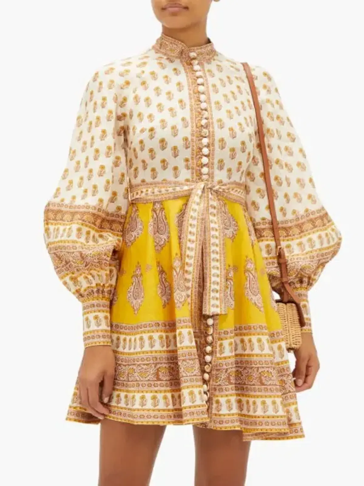 Zimmermann Bonita Buttoned Dress Mustard Paisley Size 6  - Image 1