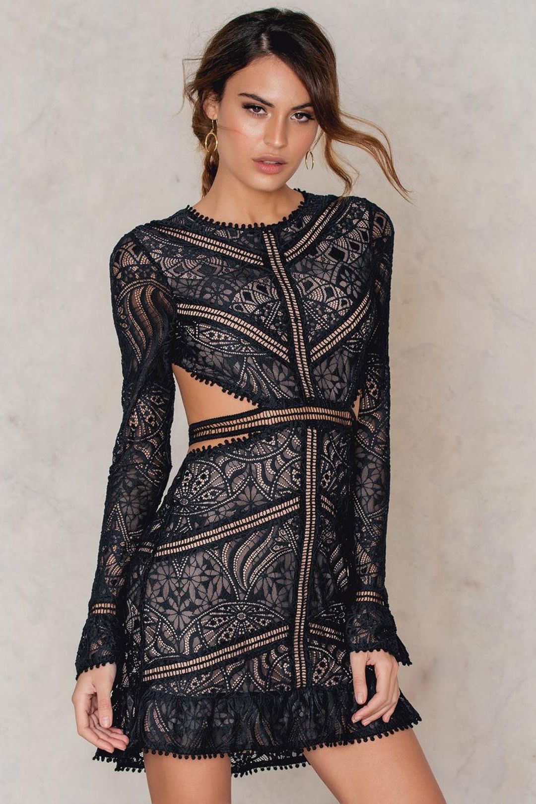 For Love and Lemons Emerie Cut Out Mini Dress Black Size 6 for rent on The Volte - main image