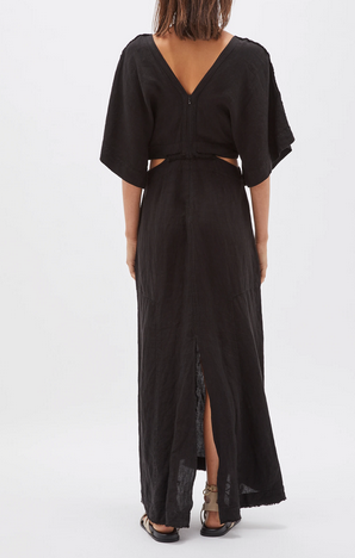 BASSIKE linen v neck longerline dress - Image 3