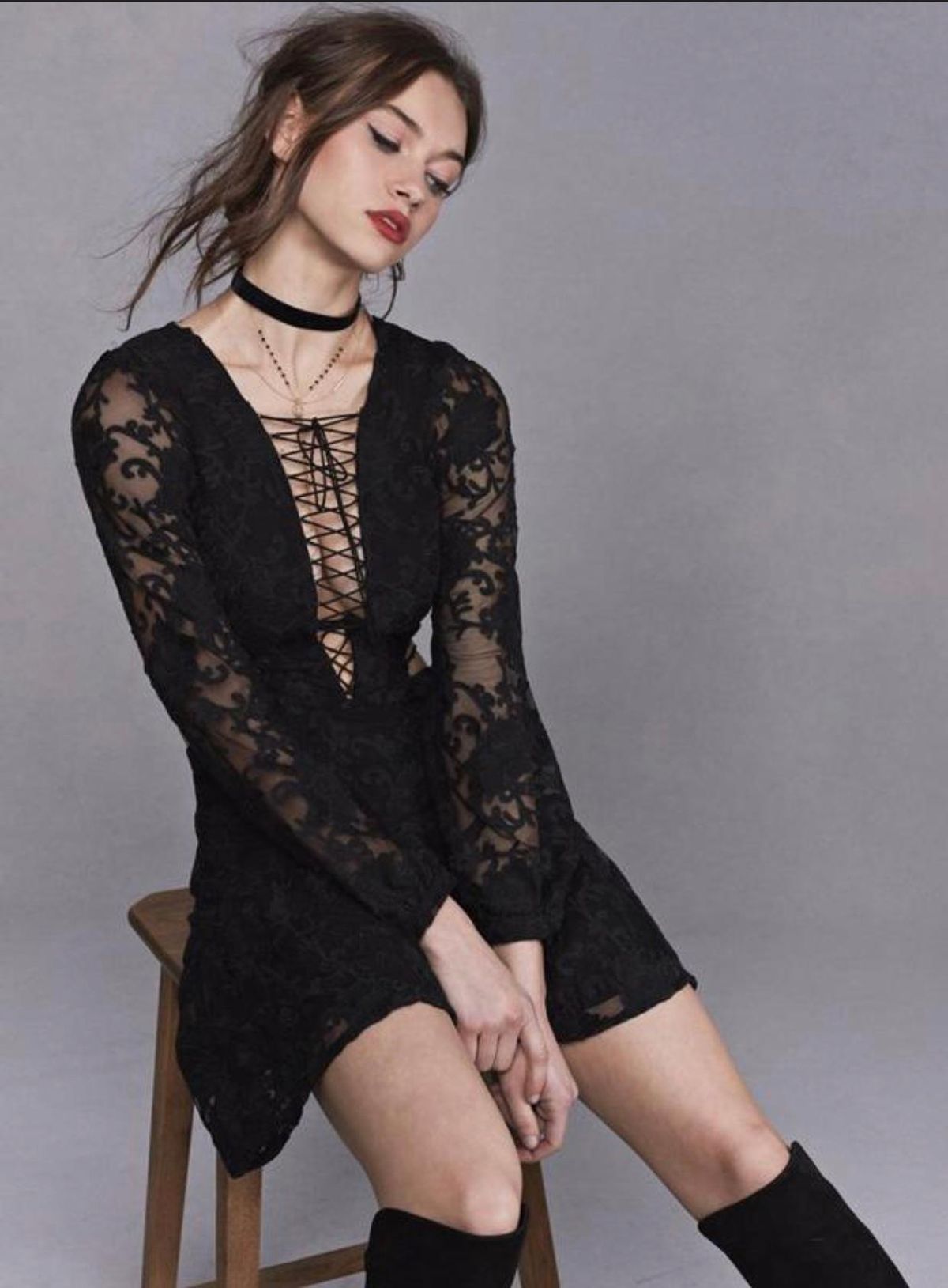 For Love & Lemons Jolene lace up dress - Image 1