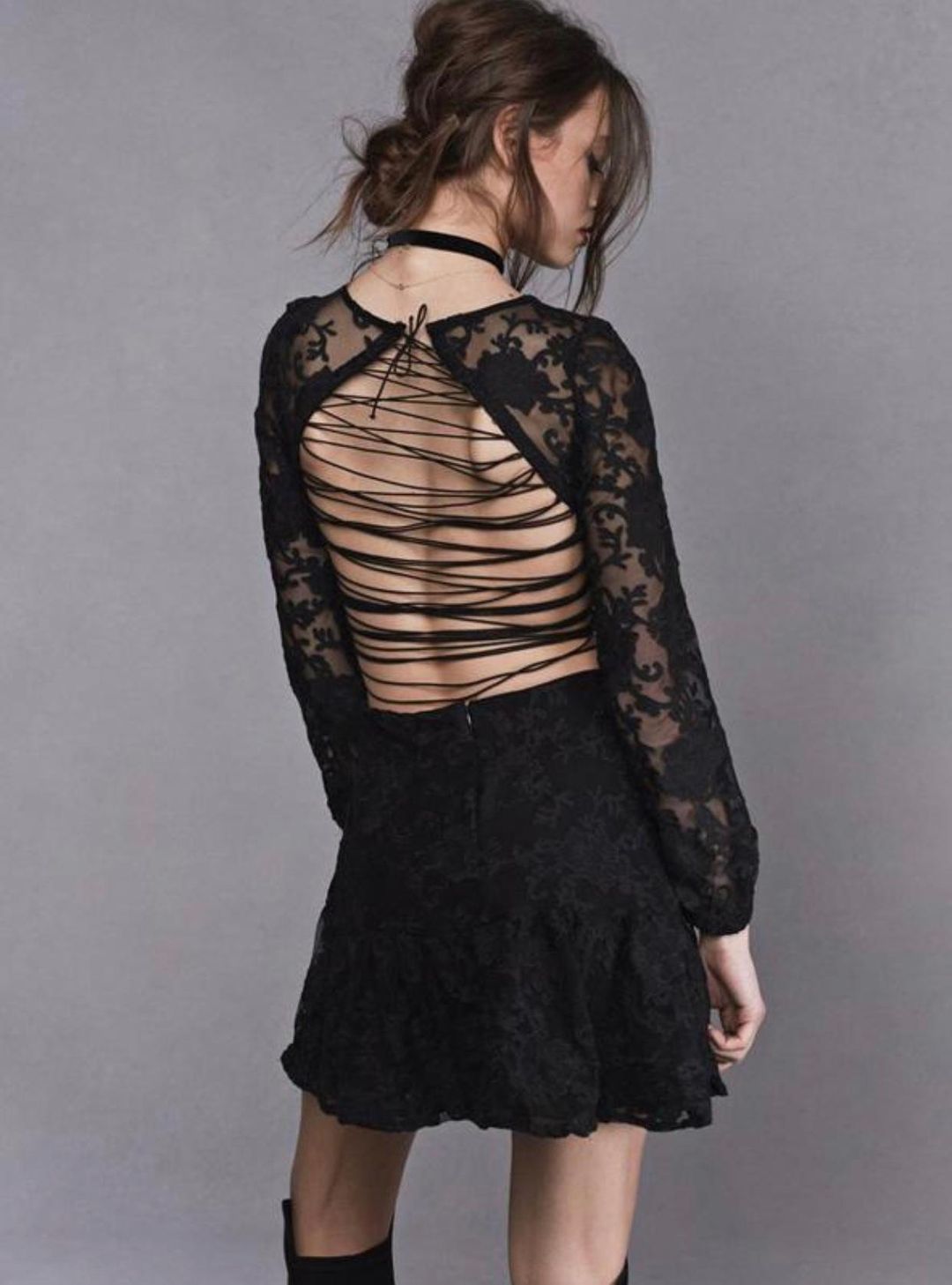 For Love & Lemons Jolene lace up dress for rent on The Volte - main image