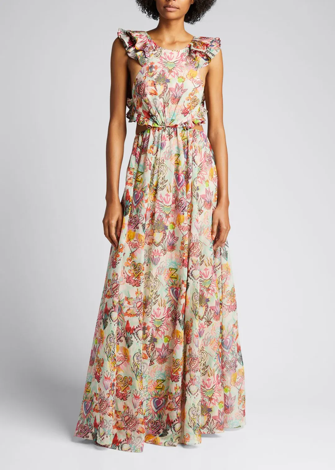 Zimmermann Lovestruck Ruffle Maxi Dress Print Size 8 for rent on The Volte - main image