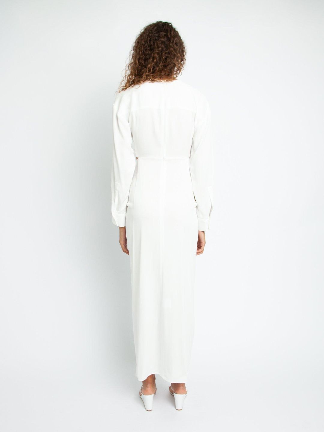 Christopher Esber Ruched Disconnect Shirt Dress White Size 6 for rent on The Volte - main image