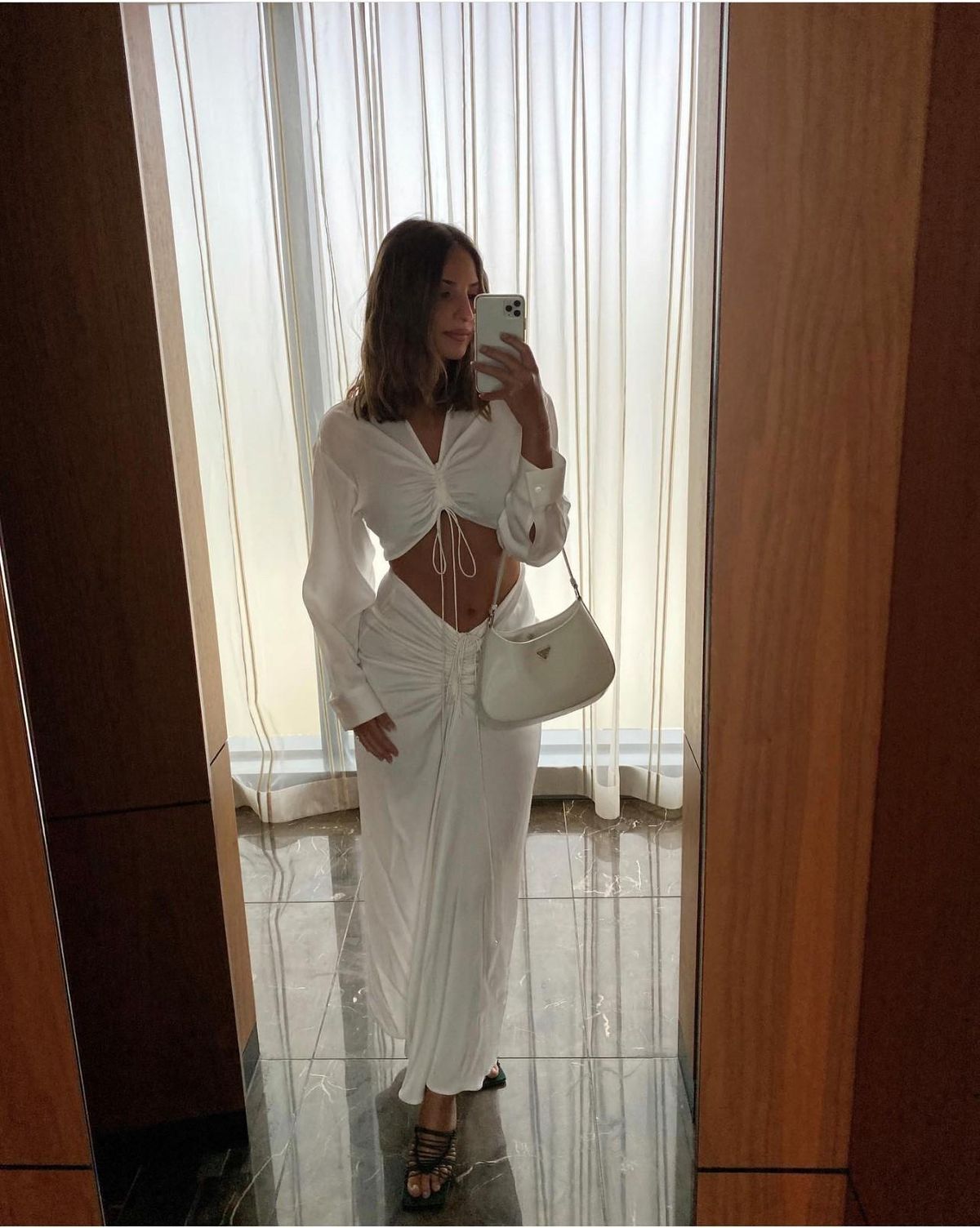 Christopher Esber Ruched Disconnect Shirt Dress White Size 6 - Image 3