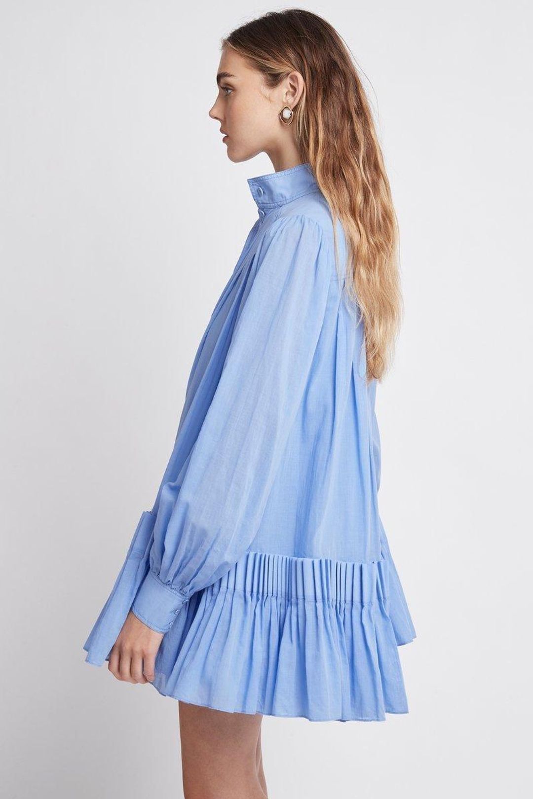 Aje Pavillon Pleat Mini Dress Cornflower Blue Size 8 for rent on The Volte - main image