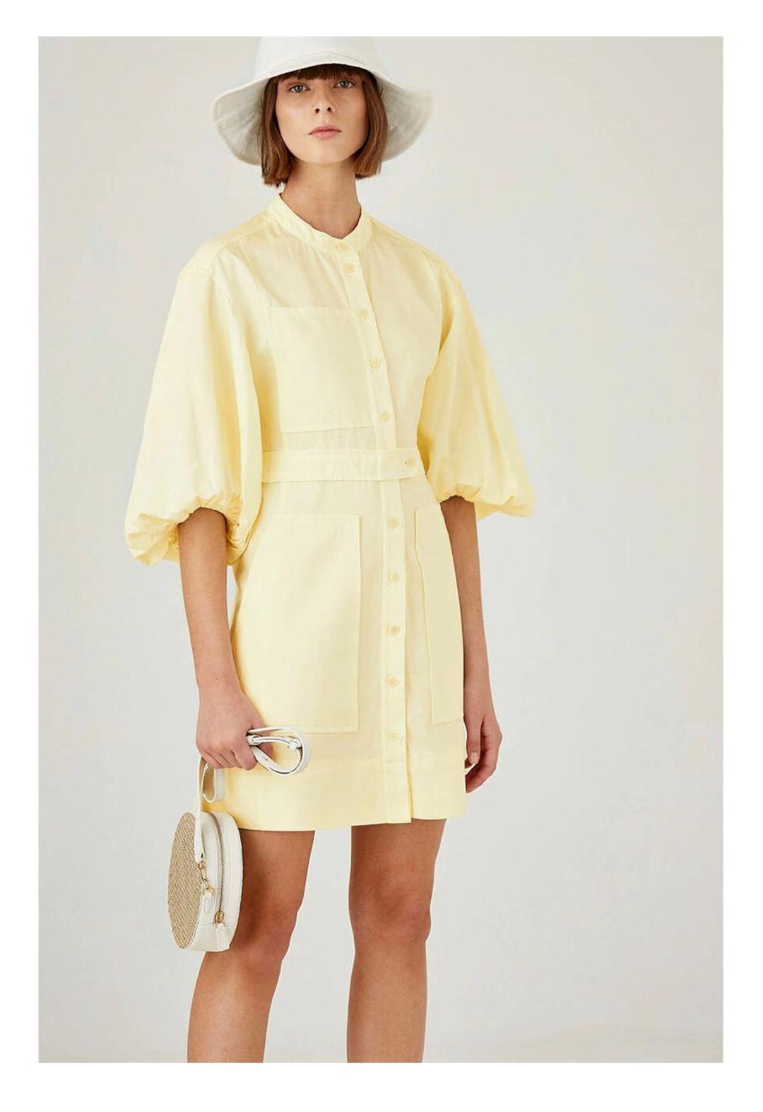Oroton Cotton-Linen Full Sleeve Sorbet Yellow Dress Size 8  for rent on The Volte - main image