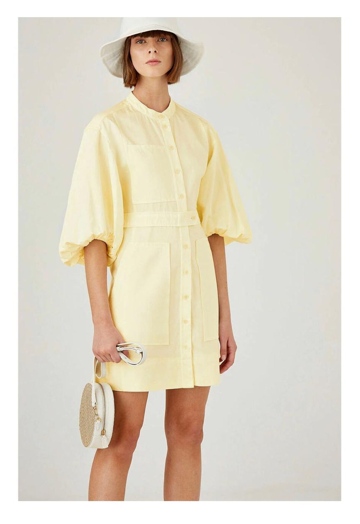 Oroton Cotton-Linen Full Sleeve Sorbet Yellow Dress Size 8  - Image 1