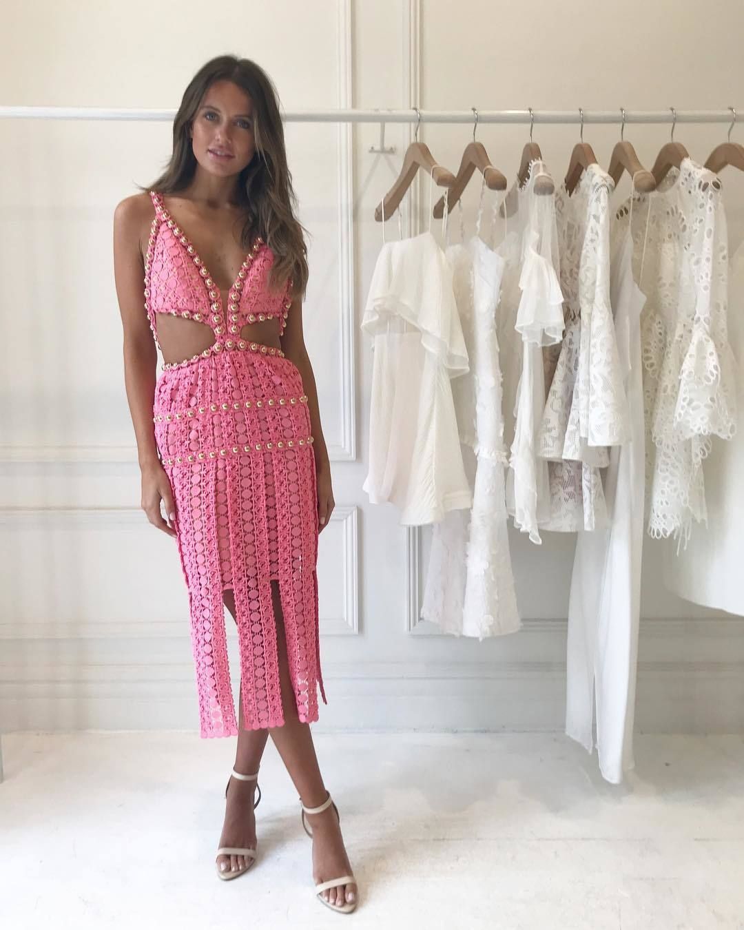 Thurley Titan Midi Dress Pink Size 6 for rent on The Volte - main image