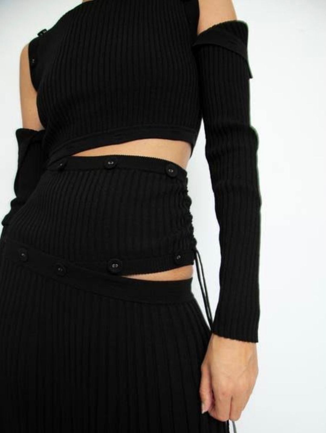 Christopher Esber Deconstruct Long Sleeve Knit Dress Black Size M for rent on The Volte - main image