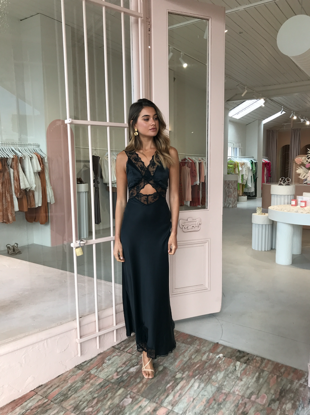 Sir The Label Aries Cut Out Dress Midi Black Size 3 | AU 12 for rent on The Volte - main image