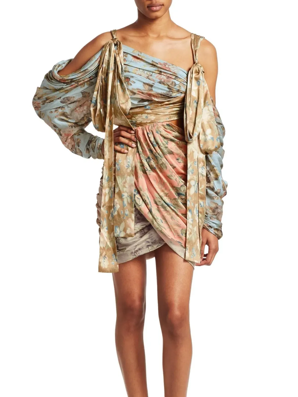 Zimmermann Unbridled Elixir Silk Mini Dress Nude Blush Print Size 6 - Image 2