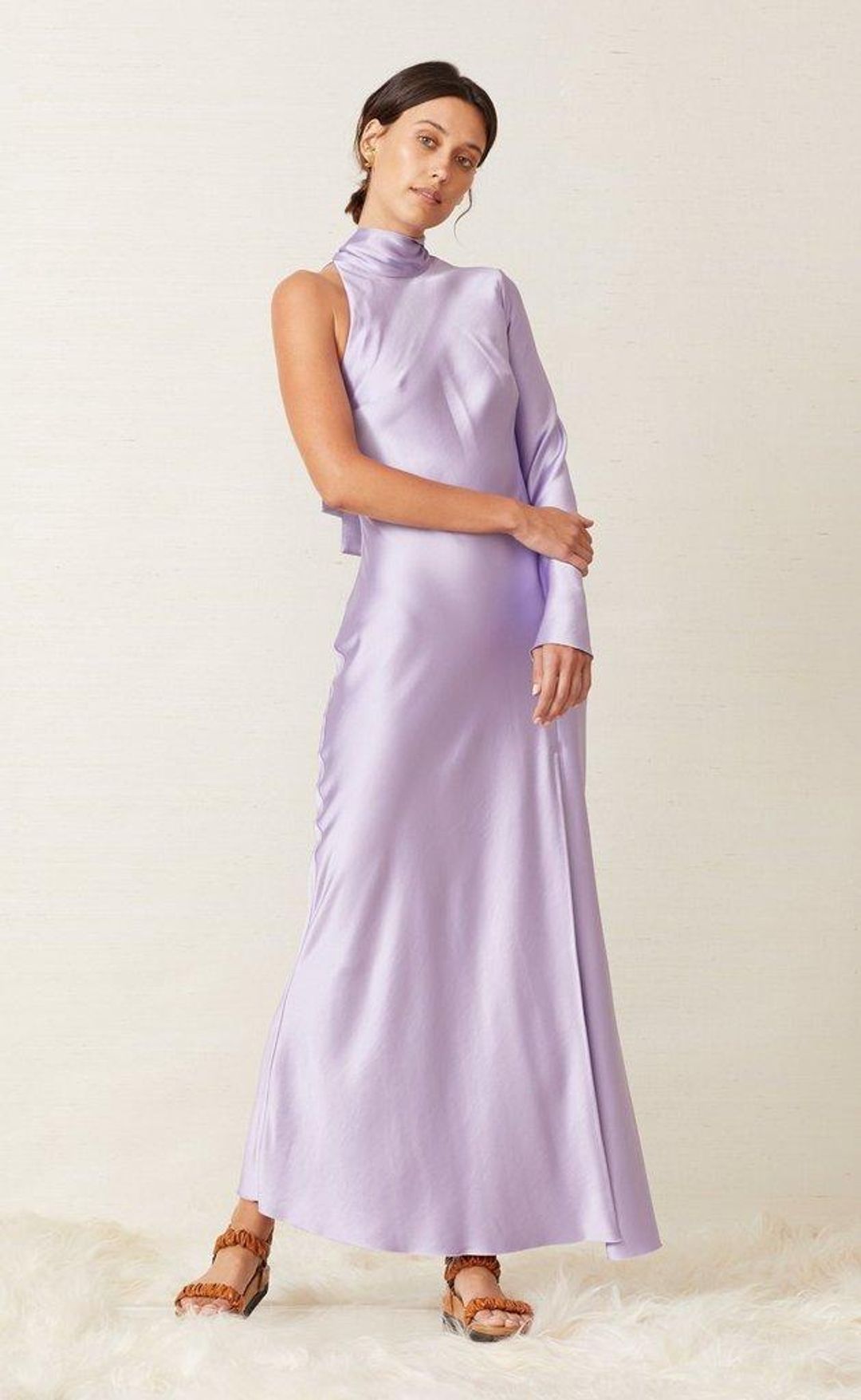 Bec & Bridge Violetta Asymmetrical Maxi Dress Lilac Size 10 for rent on The Volte - main image