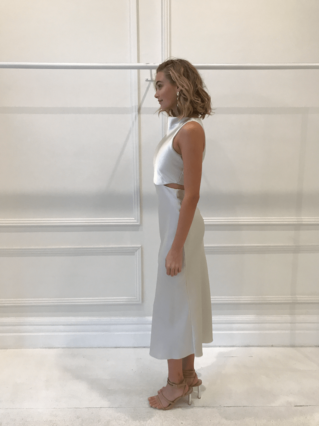 Bec & Bridge Gabrielle Midi Champagne Dress Cream Size 8 for rent on The Volte - main image