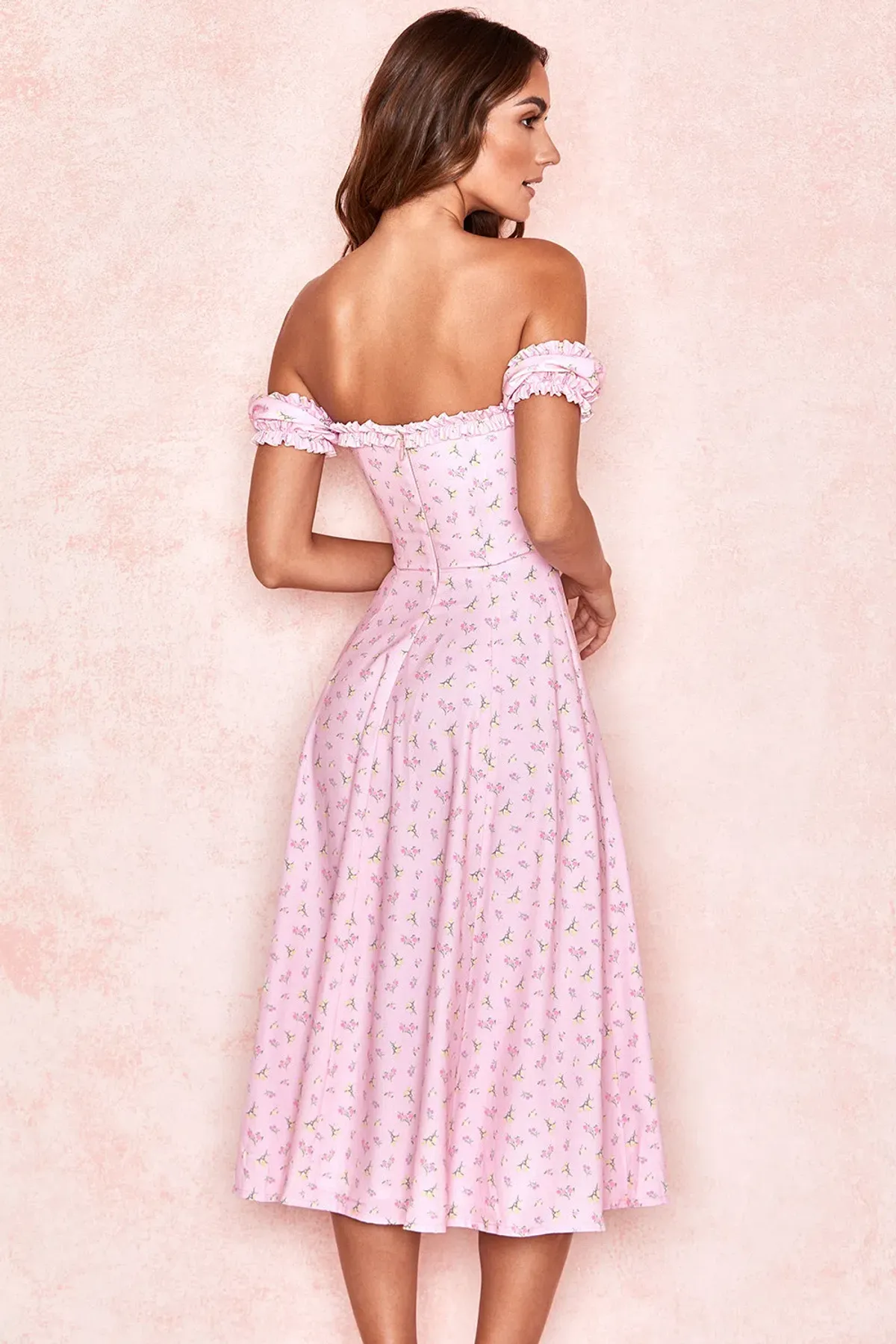 House of CB 'Lauren' Strapless Midi Sundress Pink Floral Size Small / Au 8 - Image 2