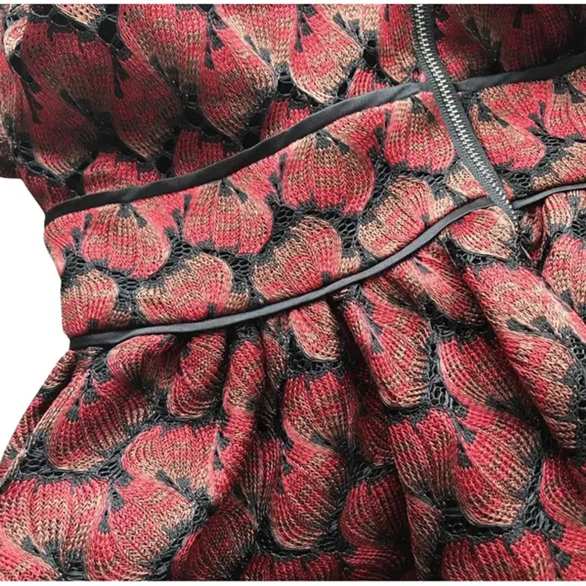 Maje Royani Bonded Lace Dress Red Size 8 - Image 4