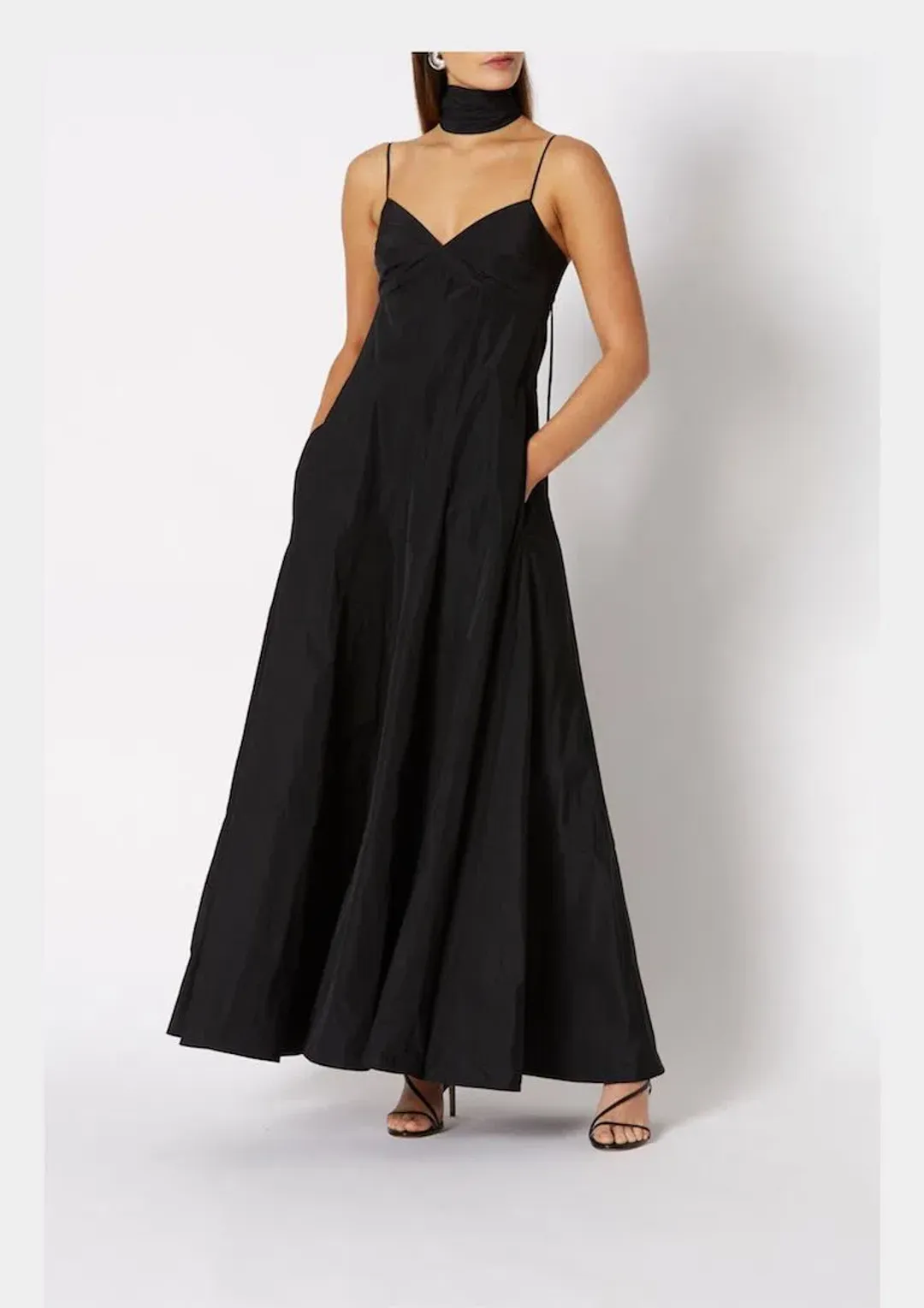 Scanlan Theodore Taffeta Maxi Dress Black Size 8 for rent on The Volte - main image