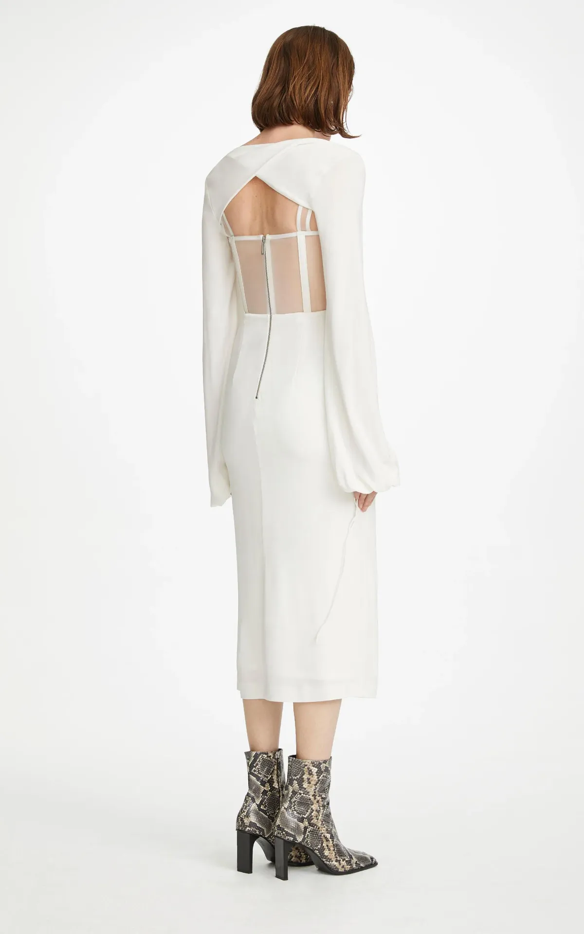 Dion Lee Viscose Jersey Twist Corset Dress White Size 6 - Image 4