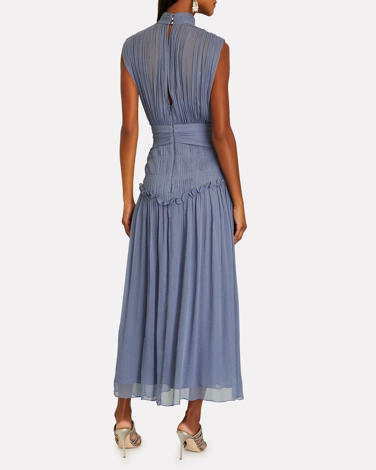 Shona Joy Kayla High Neck Midi Dress Blue Size 8 - Image 3
