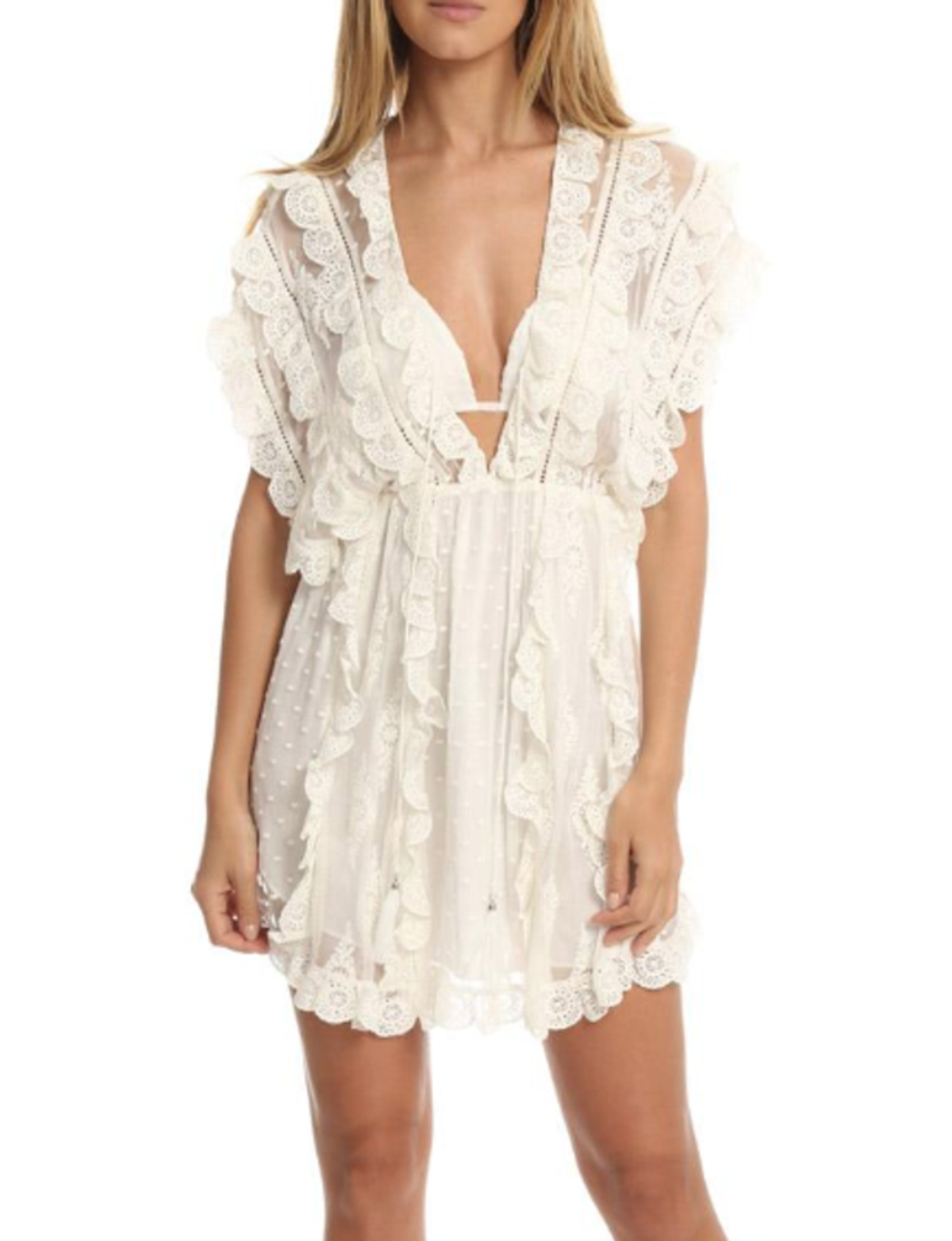 Zimmermann Valour Scallop Ruffle Mini Dress White Size 1 / Au 10 - Image 1