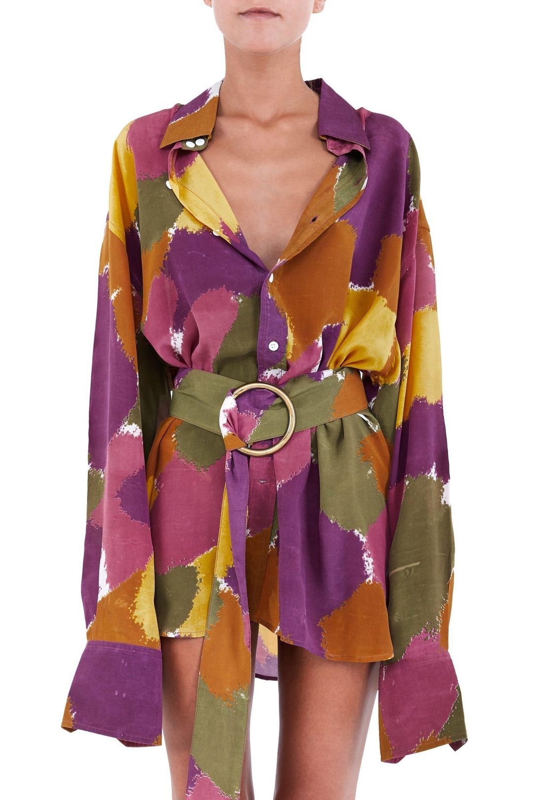 Bamba Titan Shirt Dress in Dry Brush Print Size M/L for rent on The Volte - main image