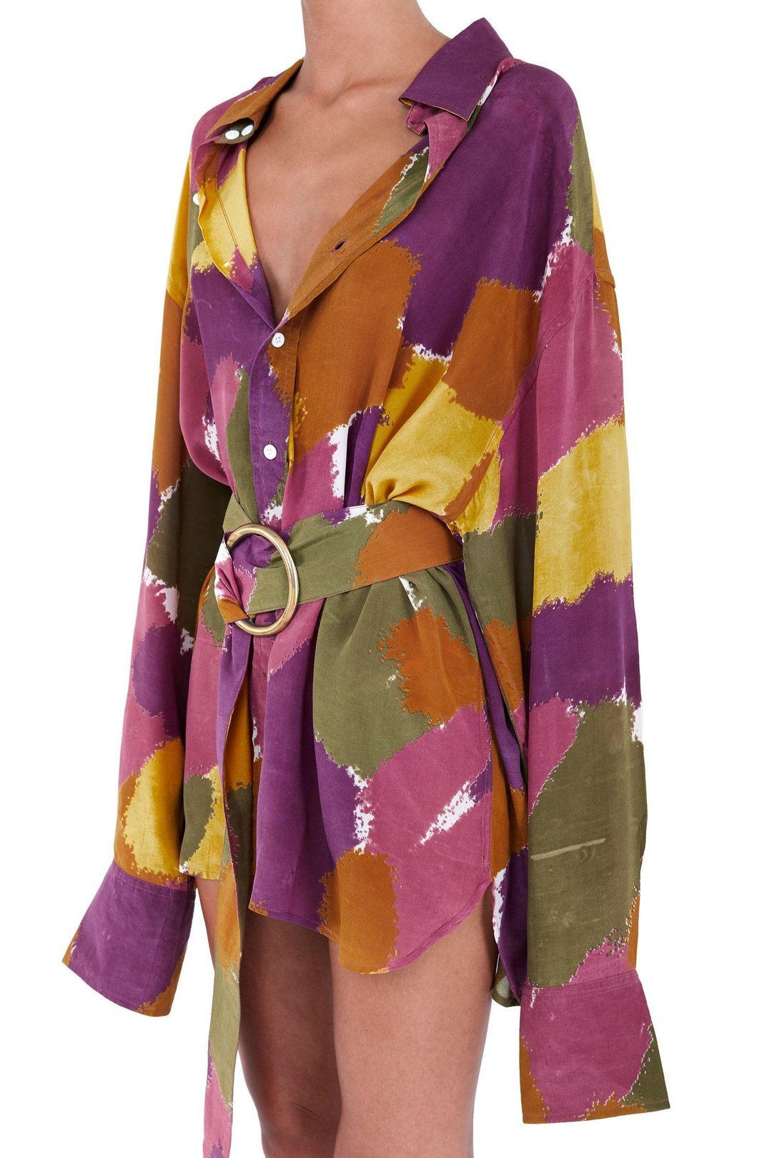 Bamba Titan Shirt Dress in Dry Brush Print Size M/L for rent on The Volte - main image