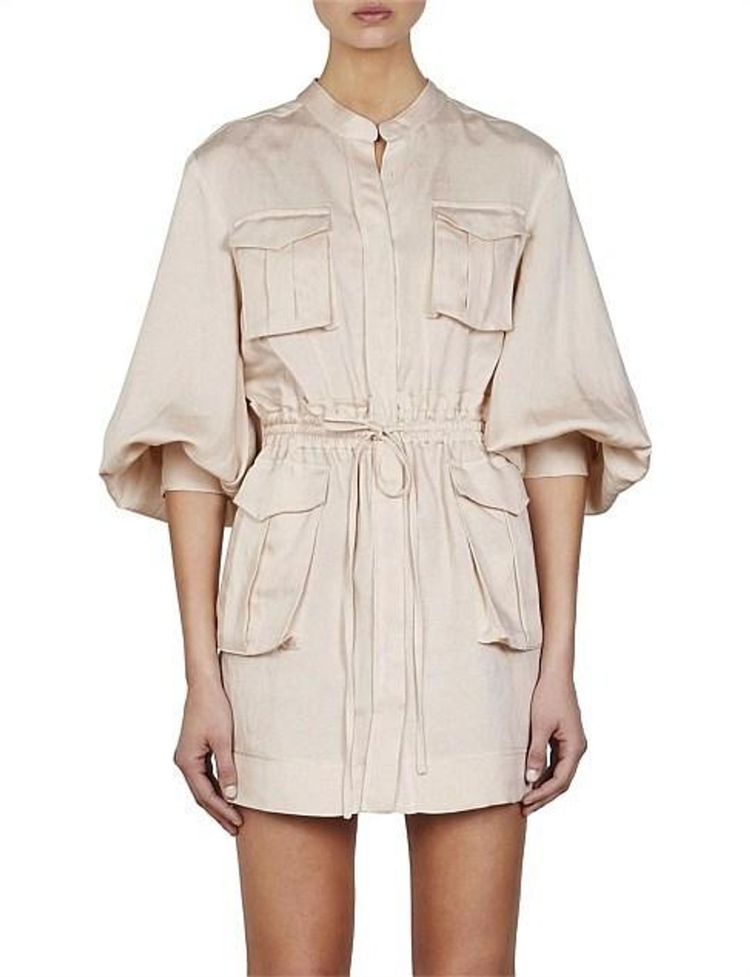 Shona Joy Ellington Balloon Sleeve Mini Dress Ecru Size 8 for rent on The Volte - main image