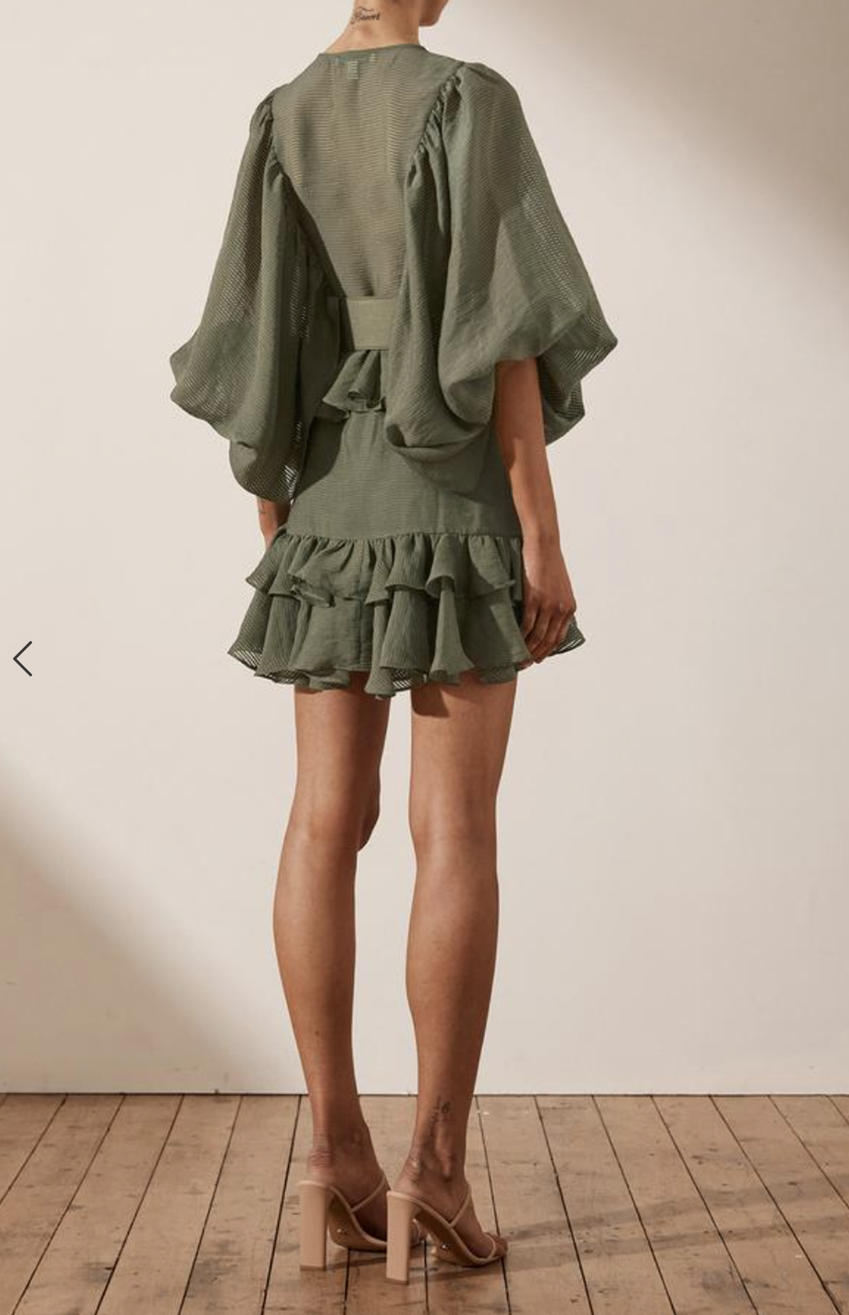 Shona Joy Charlotte Plunged Draped Mini Dress Khaki Size 8 - Image 6