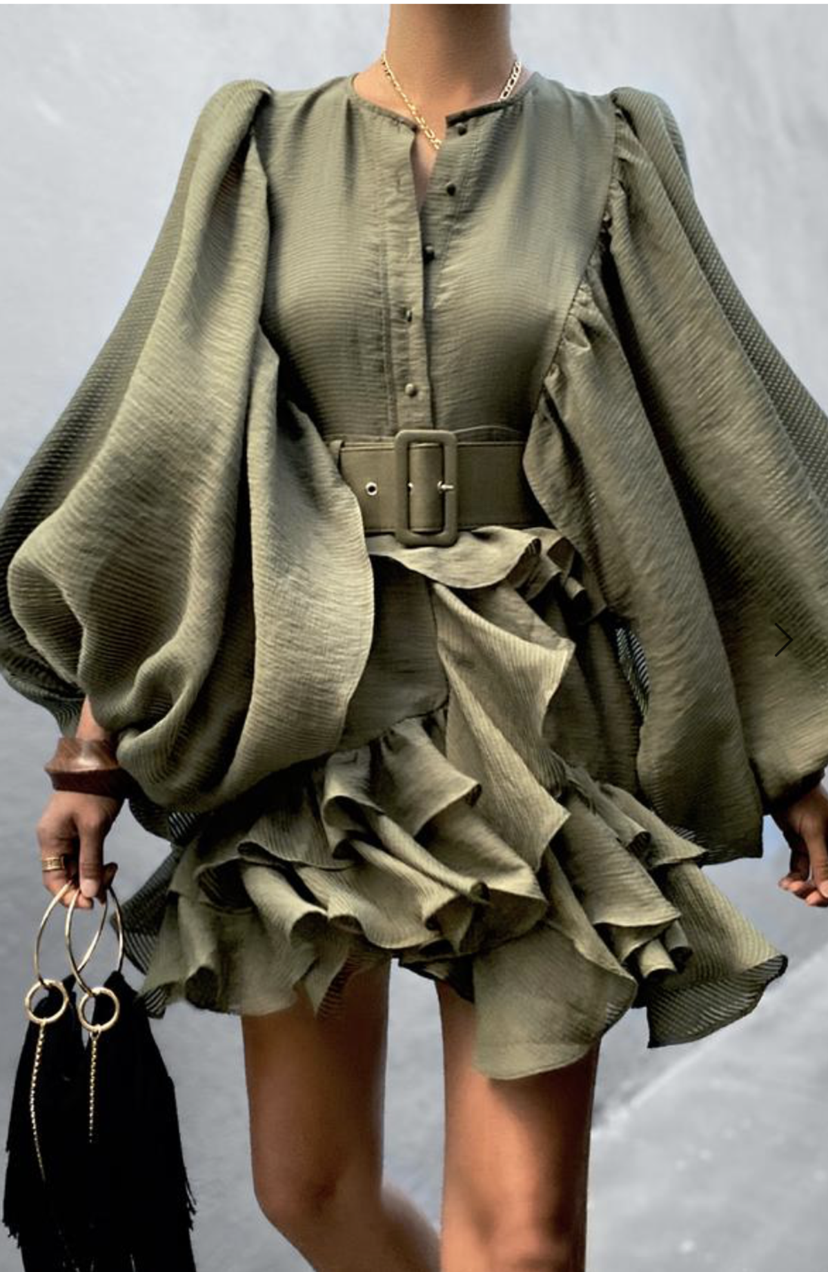 Shona Joy Charlotte Plunged Draped Mini Dress Khaki Size 8 - Image 1