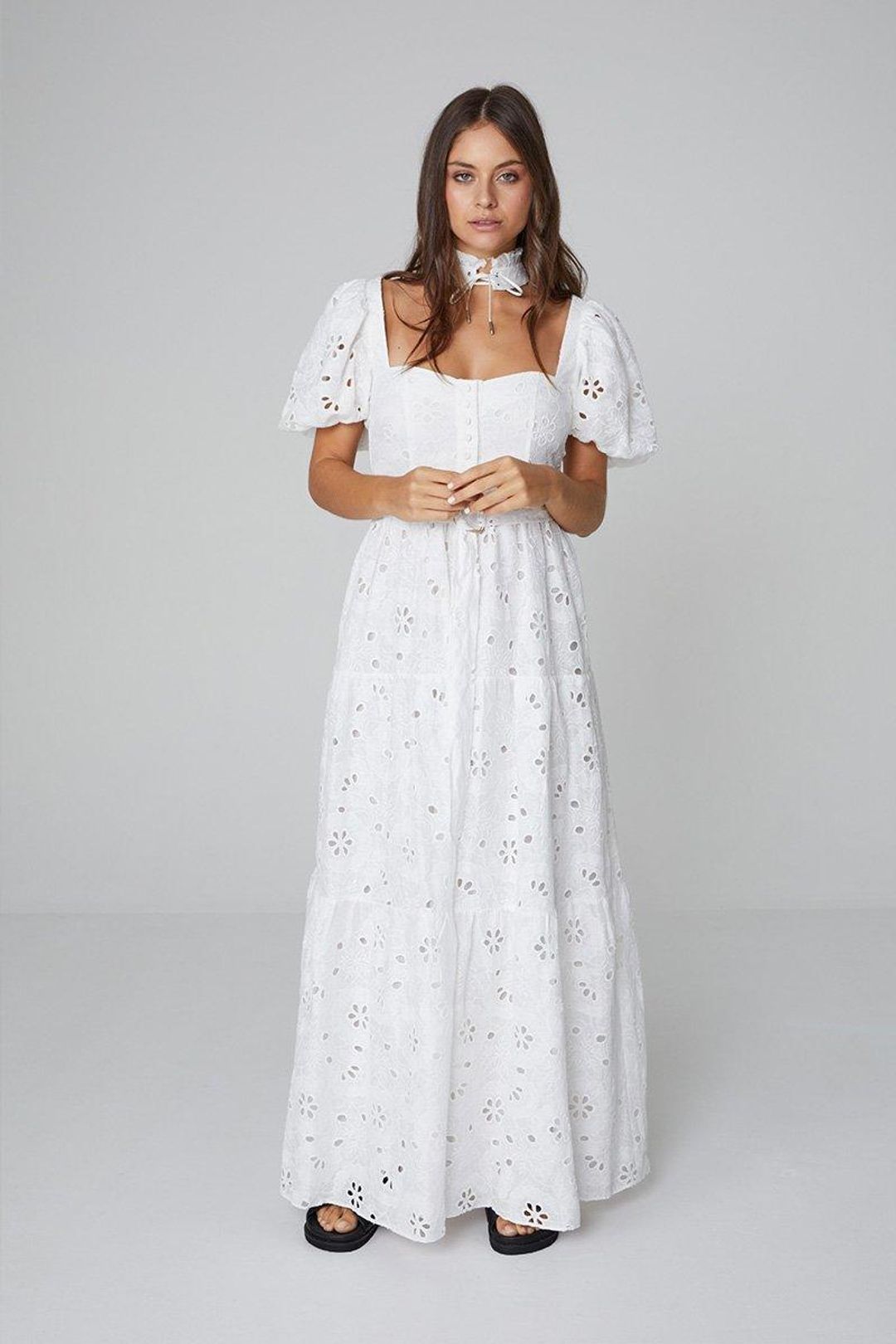 ASILIO PUFF SLEEVE BRODERIE DRESS - SIZE 6 for rent on The Volte - main image
