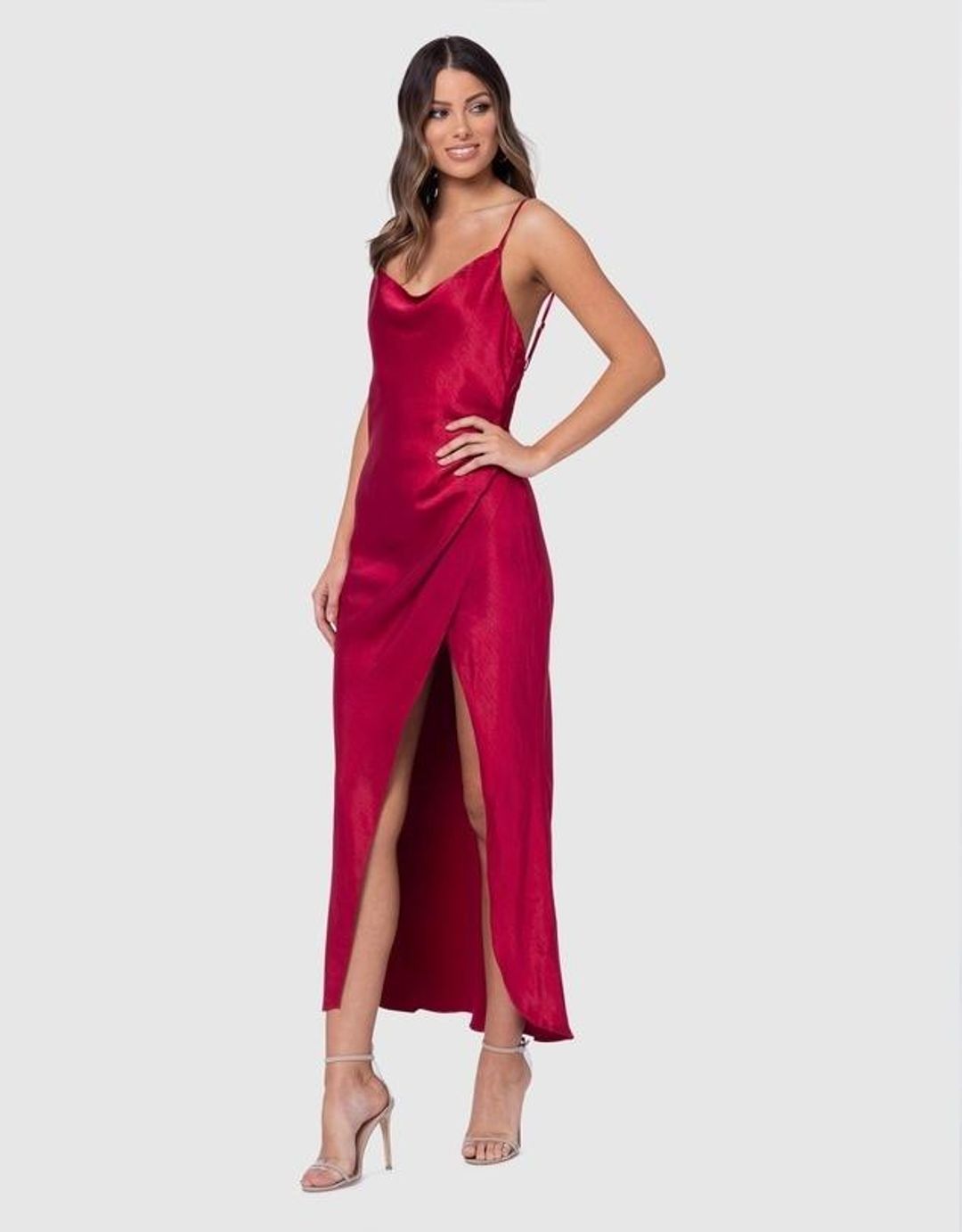 PILGRIM AURORA SATIN DRESS (CERISE) - SIZE 6 for rent on The Volte - main image