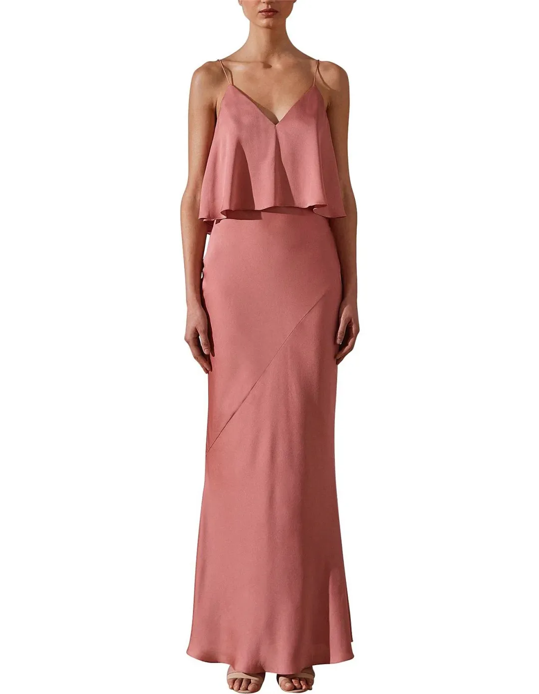 Shona Joy Luxe Bias Frill Slip Dress in Rose Pink Size 8 for rent on The Volte - main image