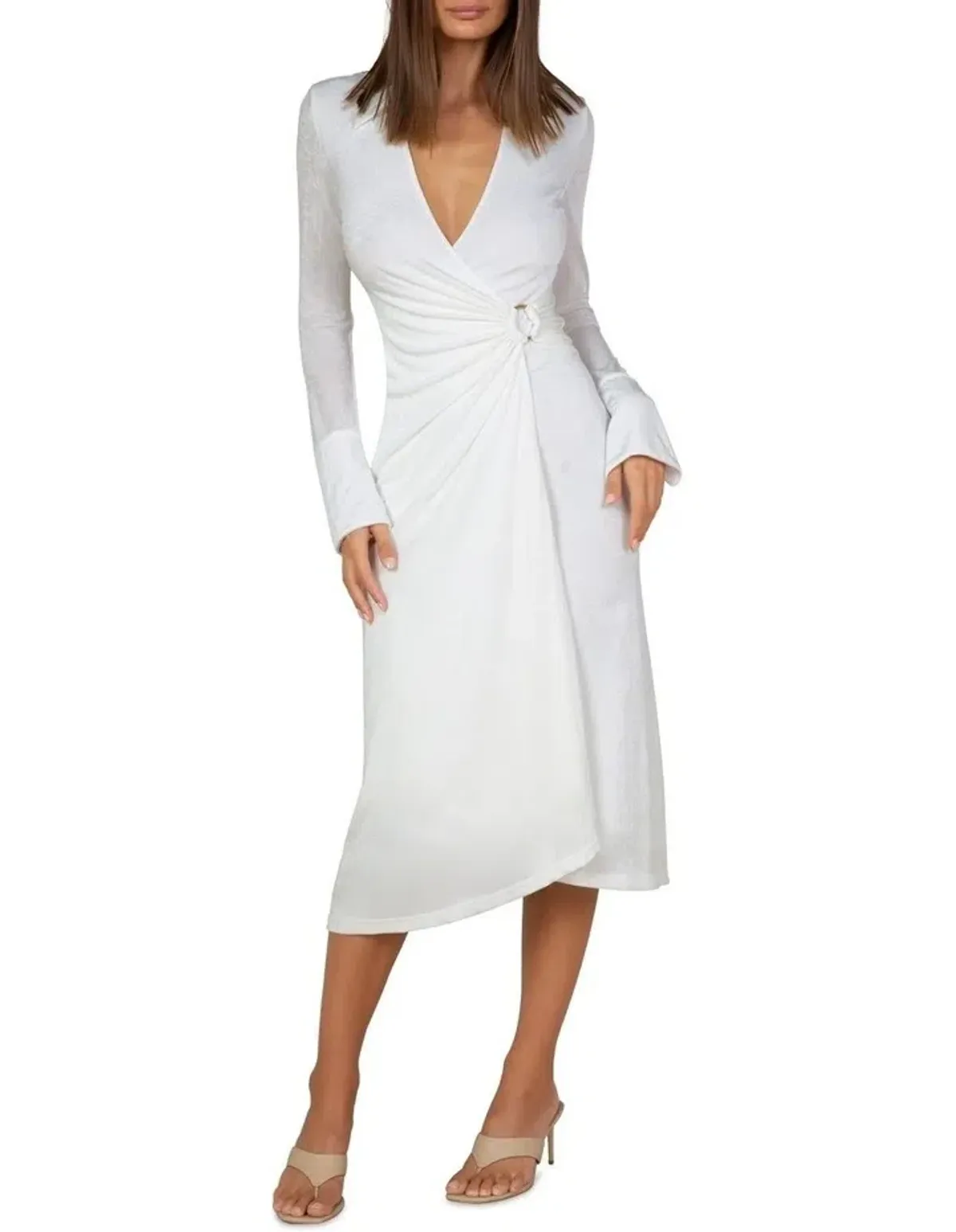 Misha Maura Long Sleeve Wrap Dress White Size 8 - Image 1