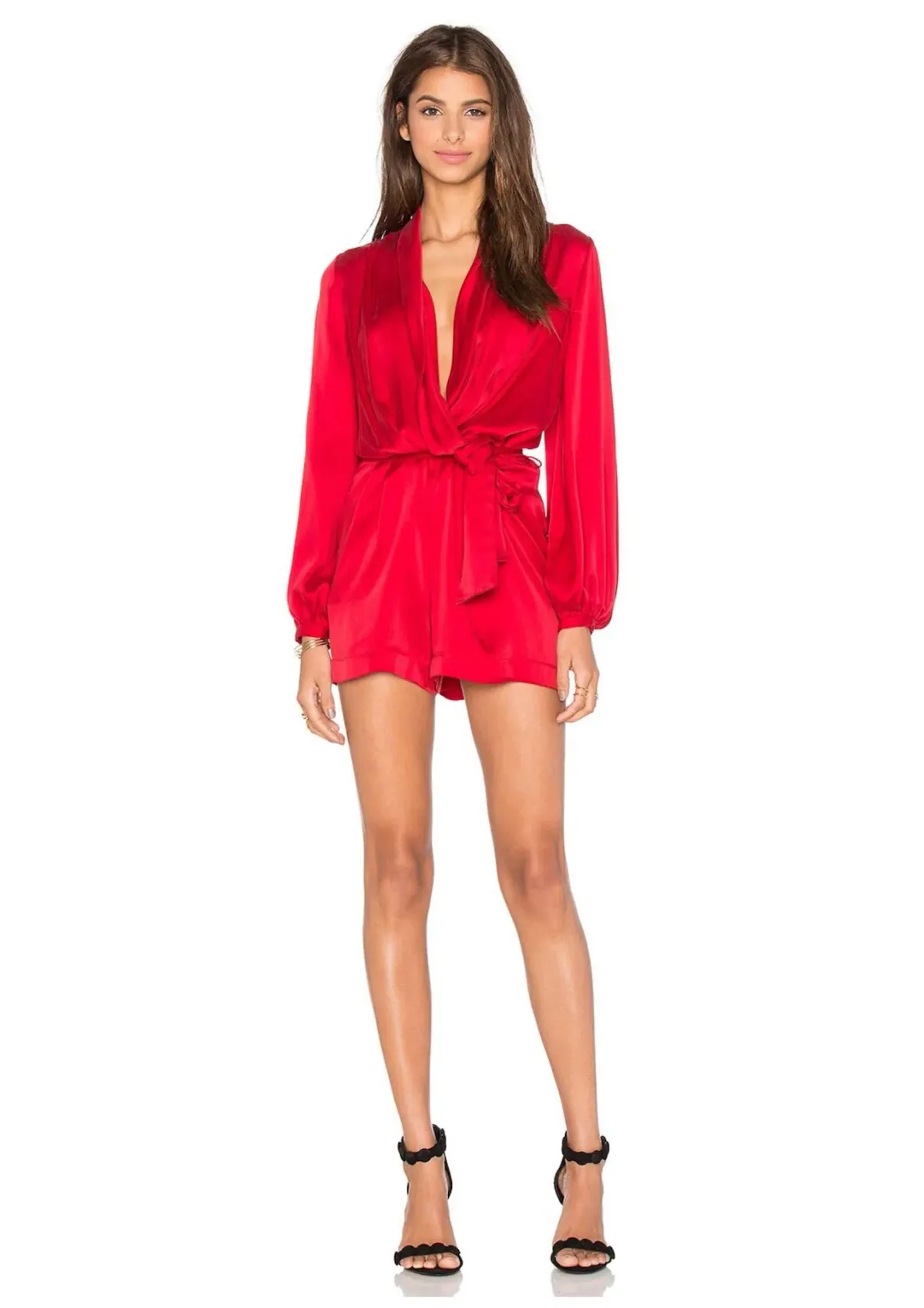 Zimmermann Sueded Silk Wrap Playsuit Crimson Red Size 8 - Image 1