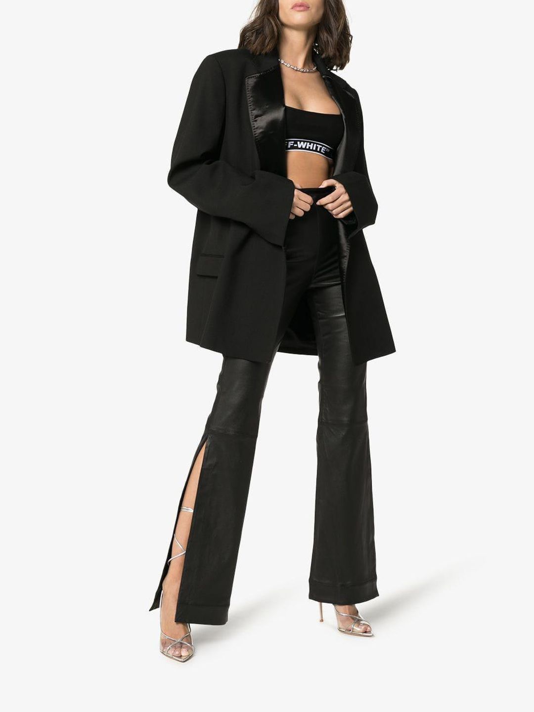 Off-White Logo Band Stretch Bra Top Black Size 8 for rent on The Volte - main image