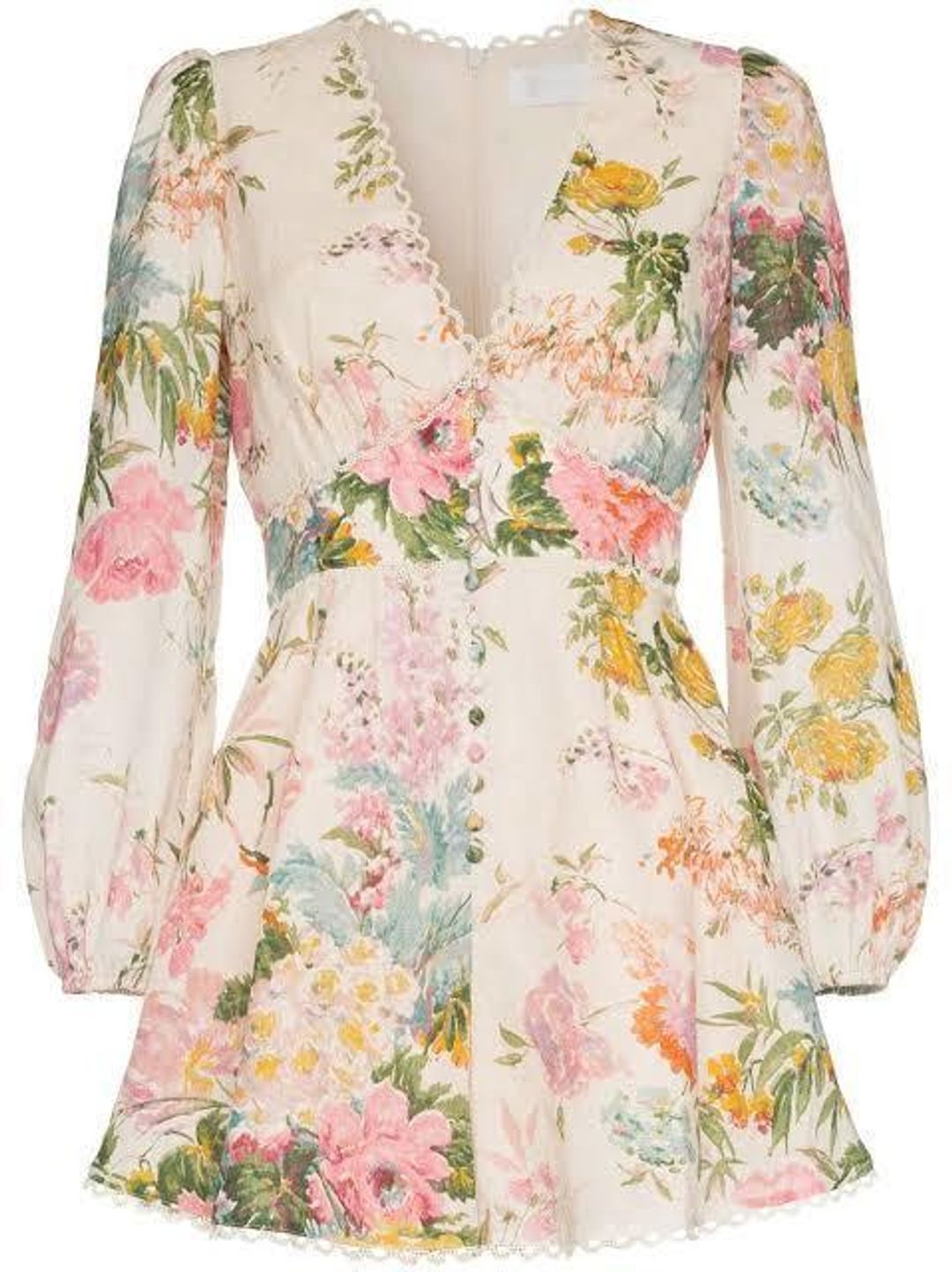 Zimmermann Heathers Linen Playsuit Garden Floral Size 1 / AU 10 for rent on The Volte - main image