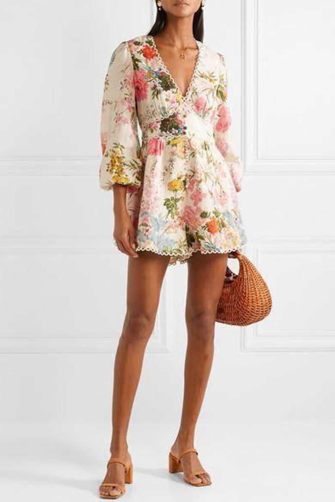 Zimmermann Heathers Linen Playsuit Garden Floral Size 1 / AU 10 for rent on The Volte - main image