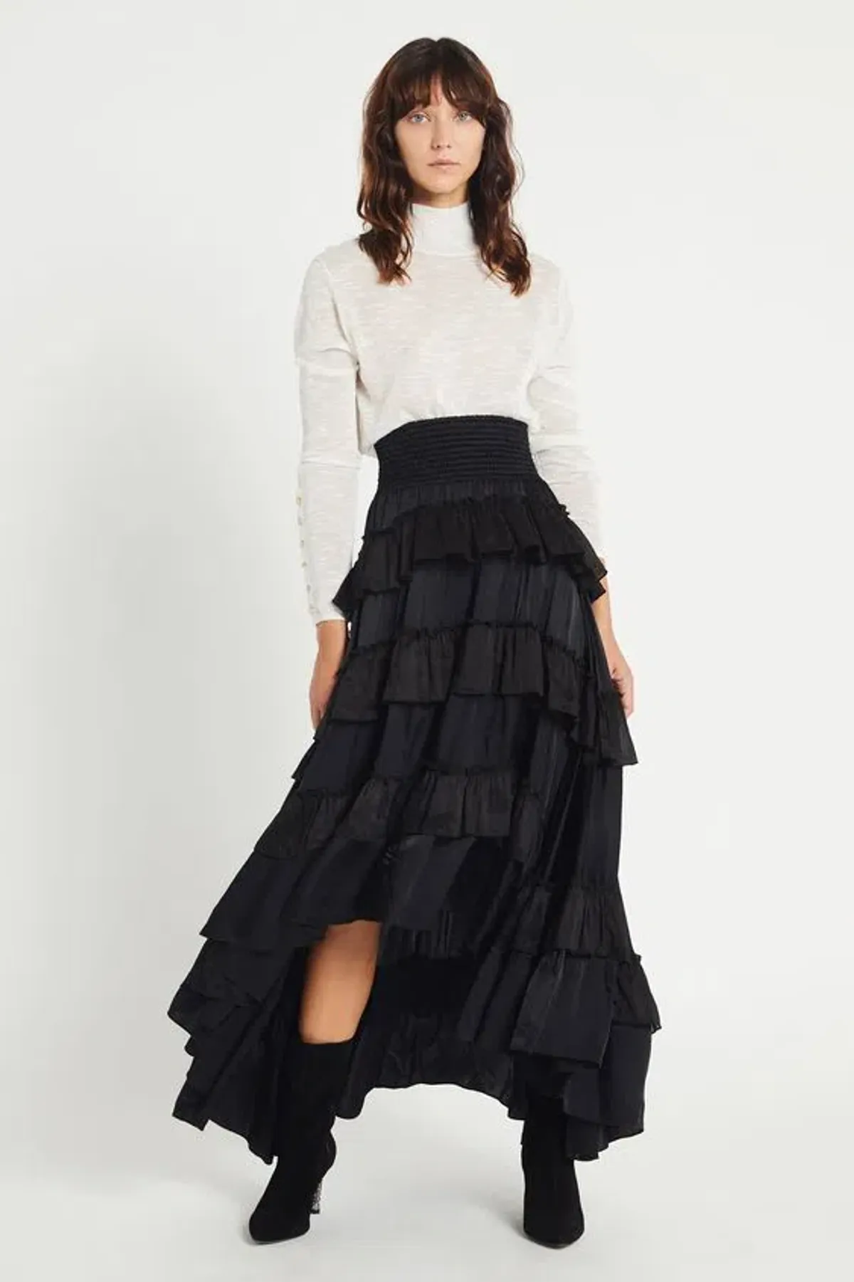 Aje El Paso Tiered Maxi Skirt Black Size 8 - Image 1