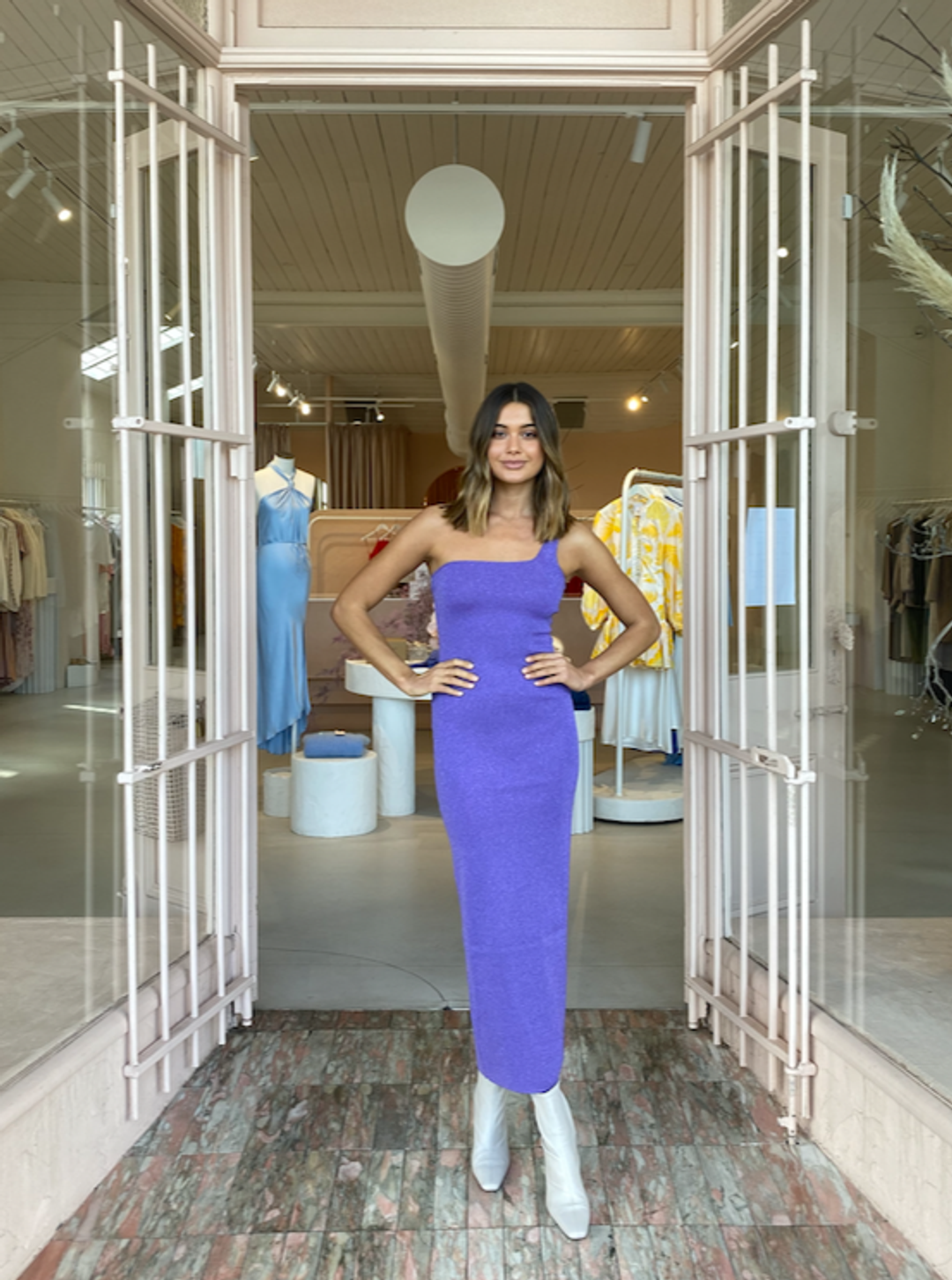 Bec & Bridge Adalane Asym Knit Dress in Lavender Size 10 for rent on The Volte - main image