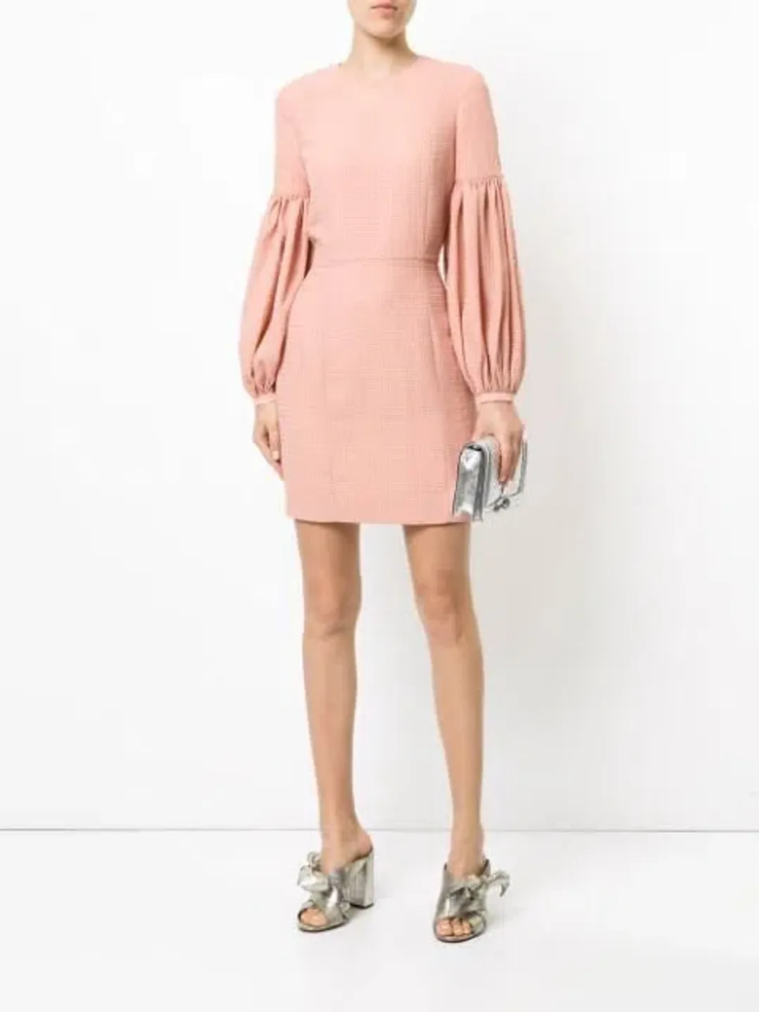 Rebecca Vallance Ambrosia Gather Sleeve Mini Pink Dress size 6 for rent on The Volte - main image