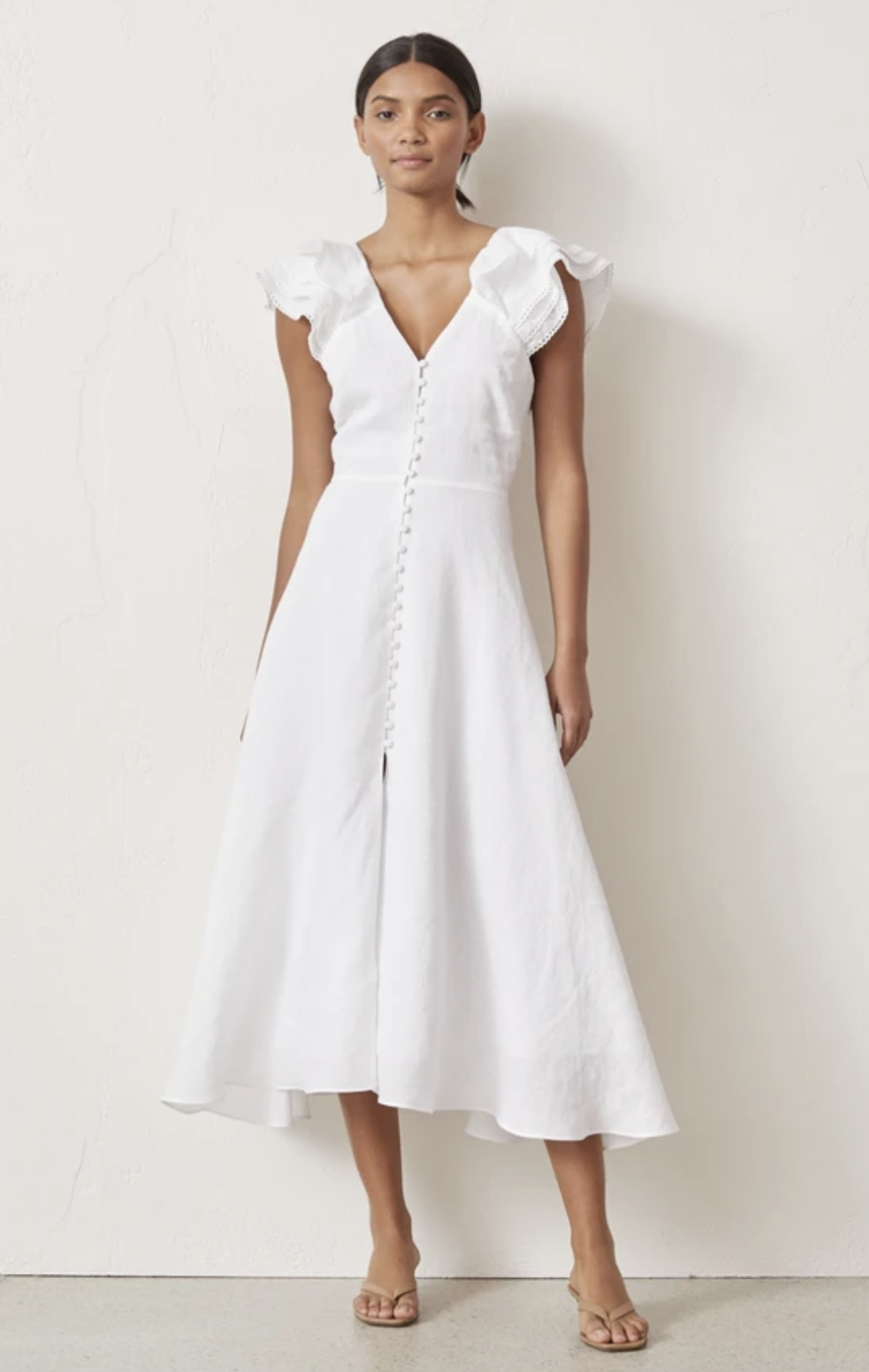 "Bec & Bridge" La Fontelina linen dress, white, size 10, RRP $360 - Image 1