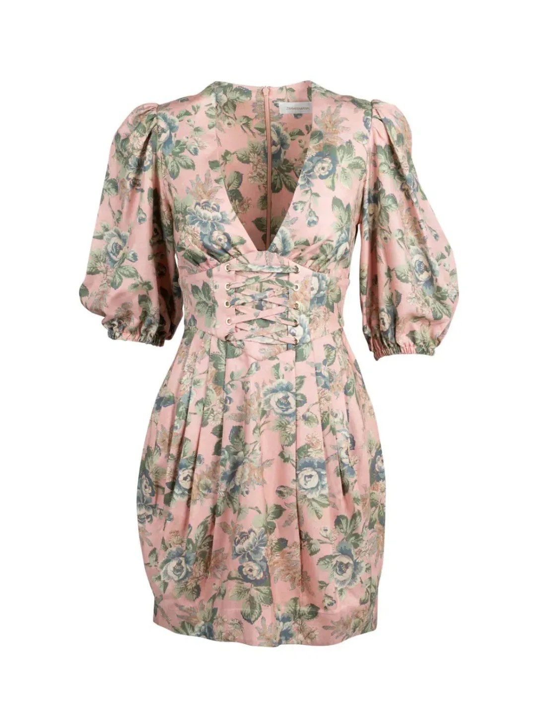 Zimmermann Tempest Lace Up Mini Dress Floral Size 2 / AU 12 for rent on The Volte - main image
