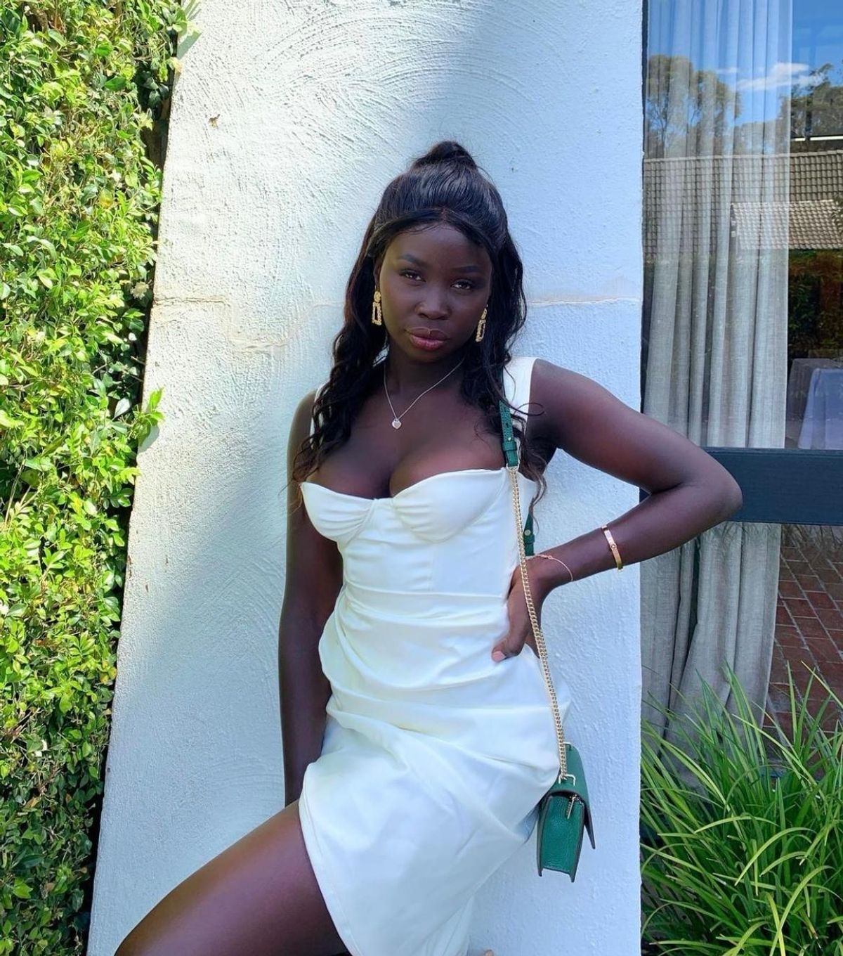 House of CB 'Omaria' Ivory Draped Corset Midi Dress White Size 8 - Image 4