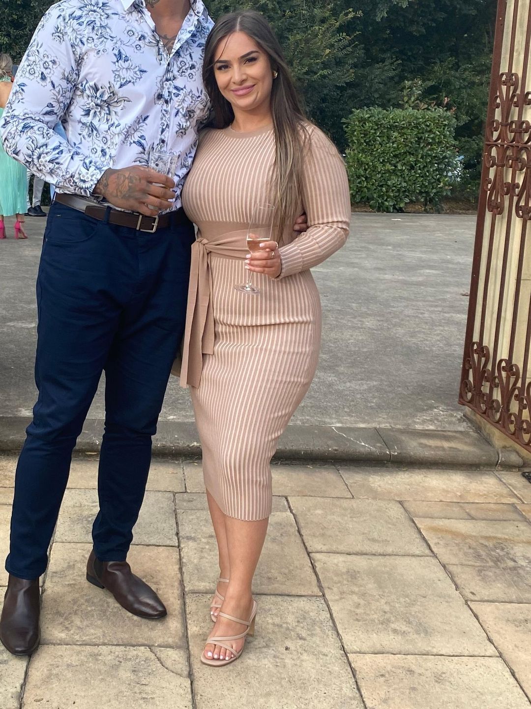 Kookai Sadie Crew Neck Belted Dress Natural Size 1 for rent on The Volte - main image