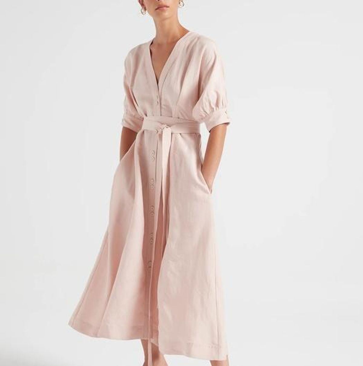 Aje Ennoble Midi Dress Pink Size 6 - Image 1