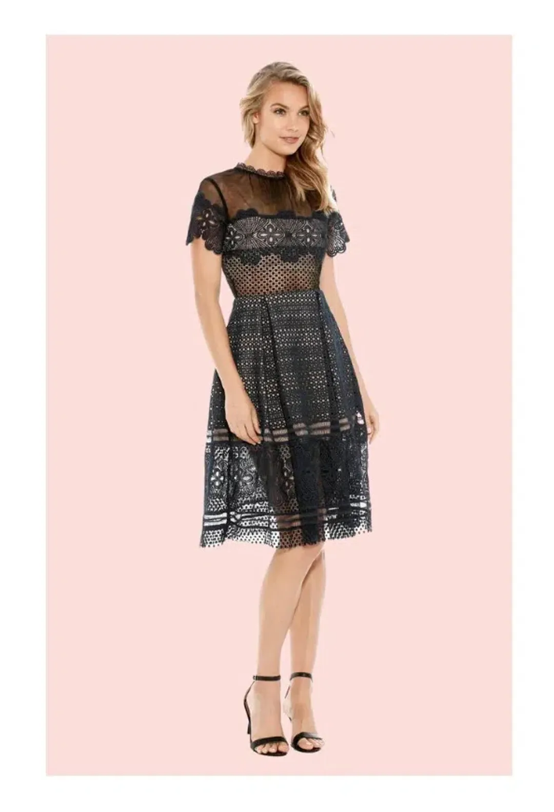 Self Portrait Felicia Embroided Midi Dress Navy Size 6 for rent on The Volte - main image