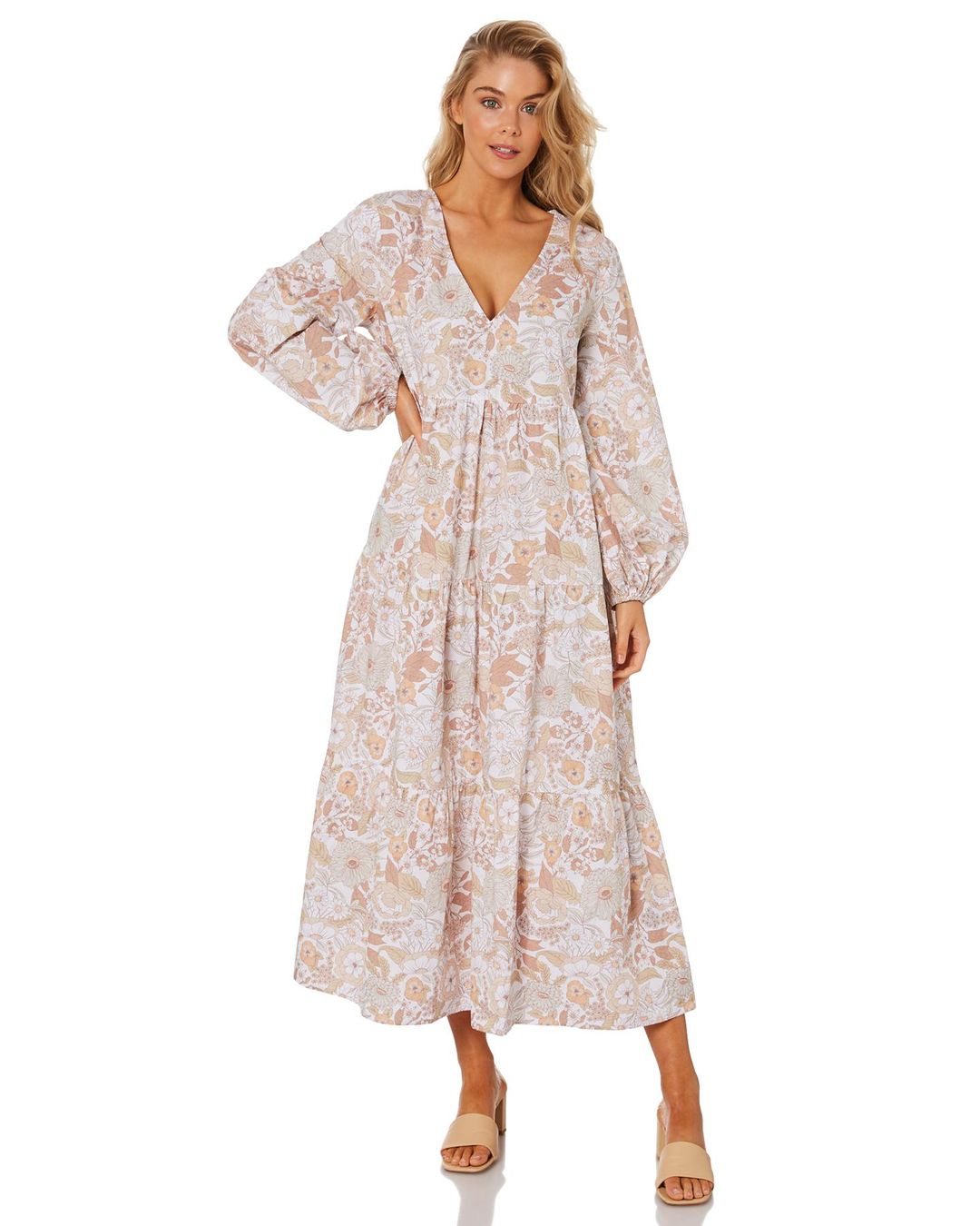 Charlie Holiday Agatha Floral Tiered Cotton Dress Print Size 8 for rent on The Volte - main image